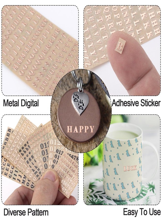 ANCIRS 8 Sheets Resin Mini Letter Stickers for Nail Art, Glittering Epoxy Alphabet Number, Self Adhesive Scrapbook for DIY Craft (Black, Rose Gold) - Image 5